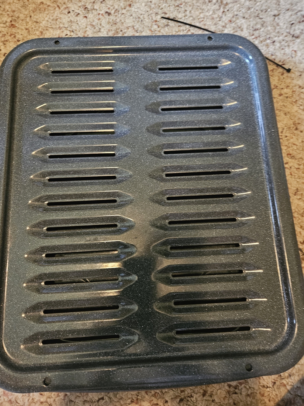 Vintage Porcelin Broiler Drip Tray in Dark Speckled Black - Unbranded